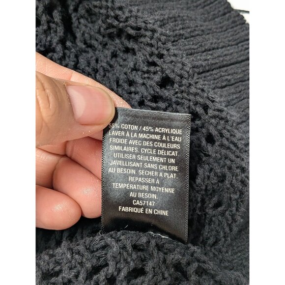 Crochet Open Knit Sweater Women Size XS Roll V Neck Oversized Pullover Goth Y2K - Picture 11 of 11